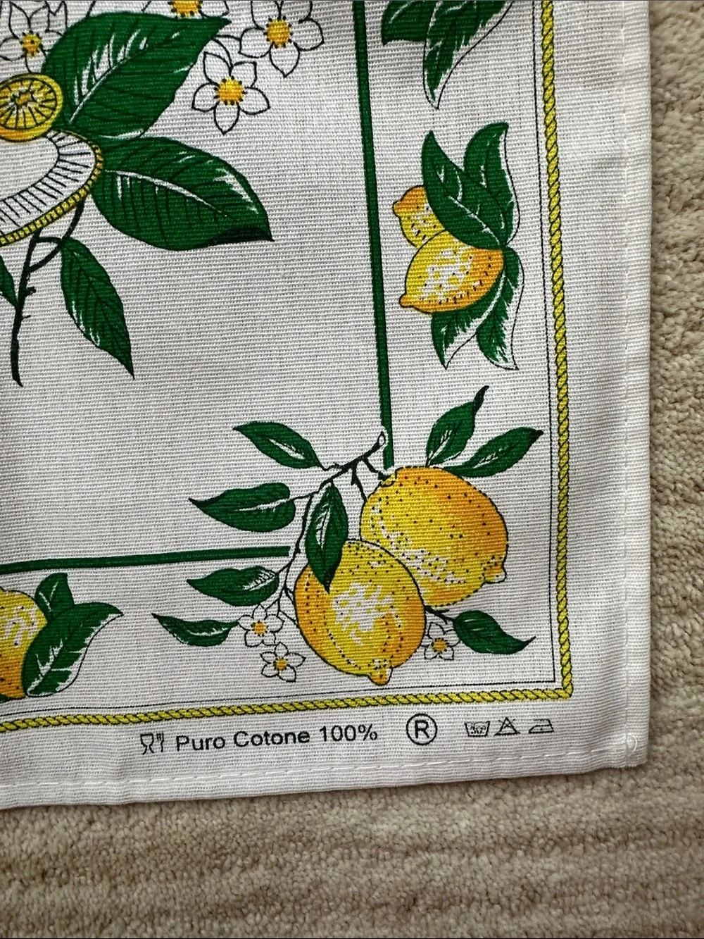 NWOT Lemon Tea Towel Italy Cotton LIMONCELLO MonveniR 22” X 34” Vintage Italian